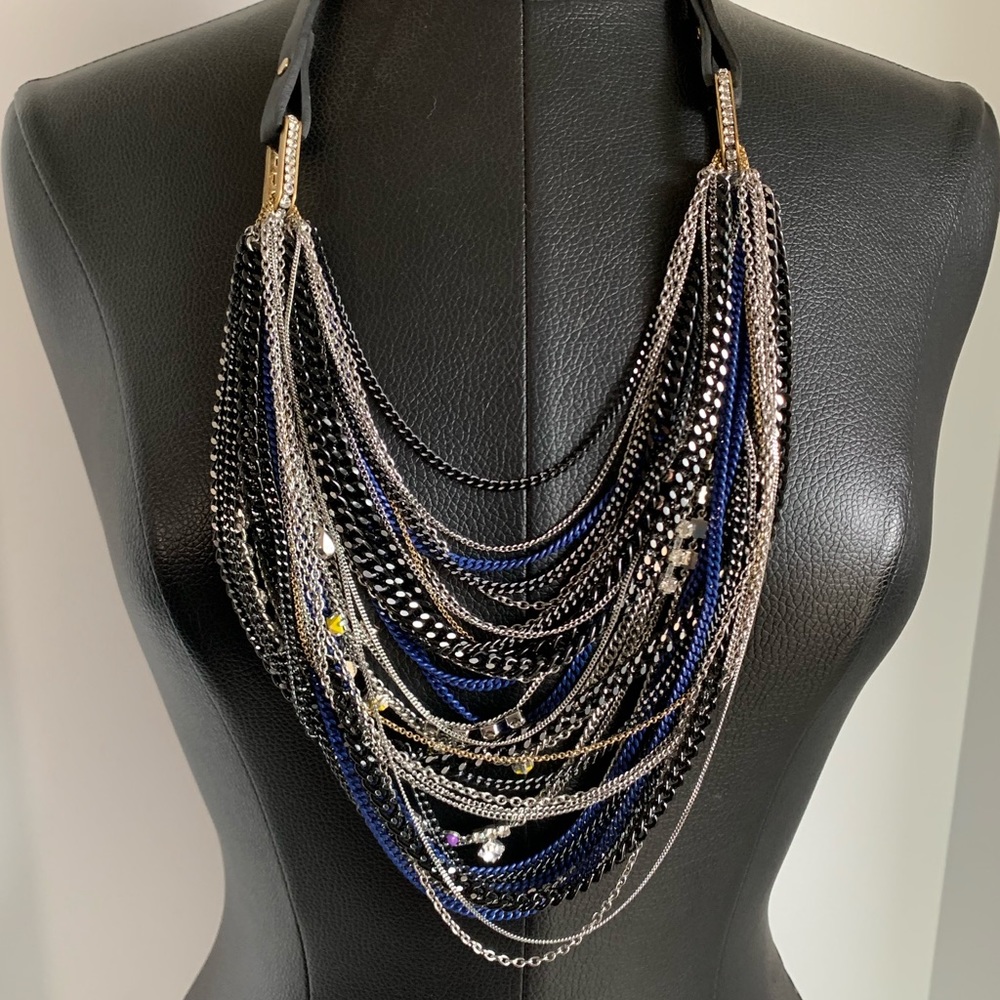 Juicy Couture Leather and Chain Statement Necklace